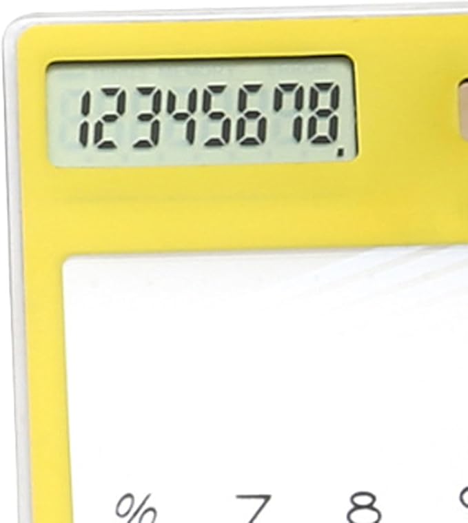 Solar Powered Calculator, Touch Screen 8 Digit LCD Display, Transparent Calculator for Office School Home with Lightweight and Compact Designf Business People and Family Use