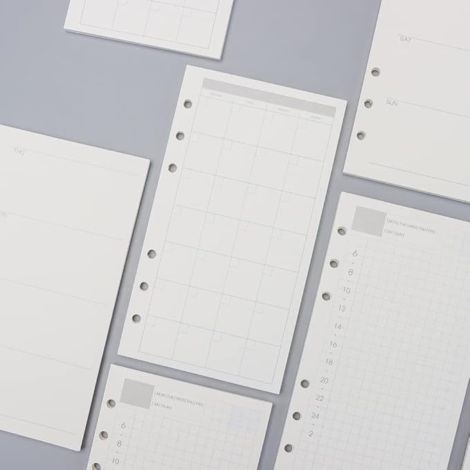 NatSumeBasics A6 Refills Paper 3.5" x 6.5" Undated Monthly Binder Planner Inserts 90 Sheets 6 Holes Pocket Notebook Papers for Personal Travel Journal Diary (2 A6 Monthly)