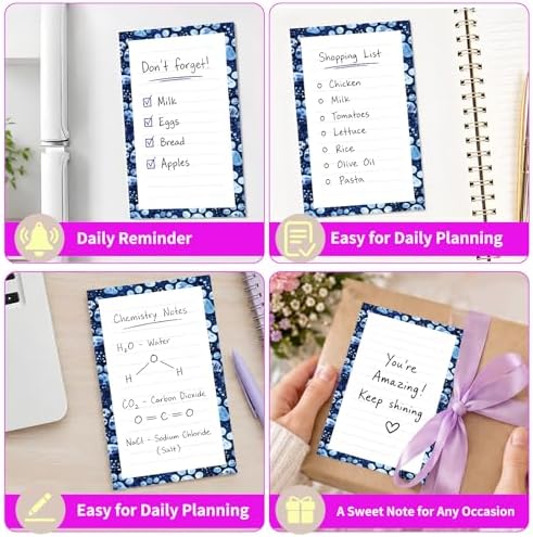 Lined Sticky Notes 4x6 in, 2 Pack Large Cute Notepads with Lines Self-Stick Note Pad, Funny Memo Pads Strong Adhesive for Office, Home Cute Purple Dog Paws