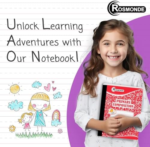 Rosmonde 100 Pack Bulk Composition Notebooks, Primary Ruled, Color Marbles