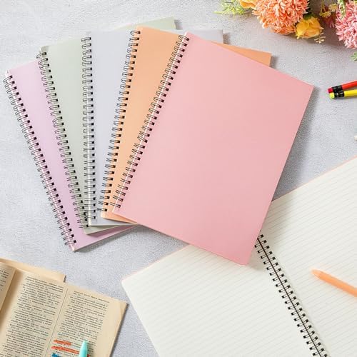 Fuutreo 6 Pack Spiral Notebook 10.5x7.45 Notebook,Cute Color,Dreamy