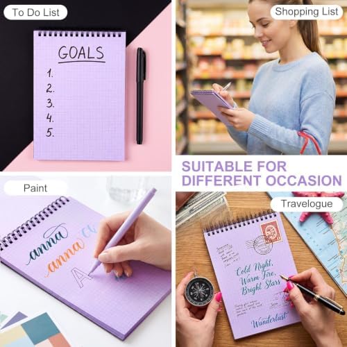 Engrowtic 2 Pack Graph Paper Spiral Notebook A5,Black(internal Purple)