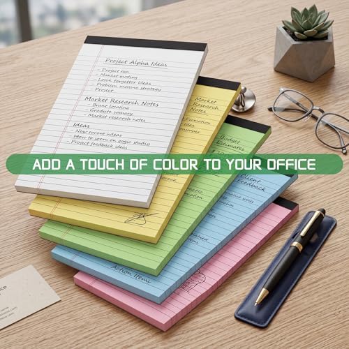 klasit 5Pack Note Pads 5x8,Legal Pads Multicolor College Ruled Legal Pads