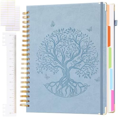 5 Subject Notebook College Ruled, Hardcover Leather Spiral Notebook Journal