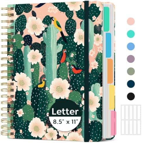 Taja Large Spiral Notebooks for Work 5 Subject with Removable Dividers