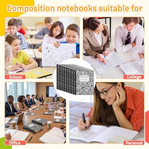 Fainne 100 Pack College Ruled Composition Notebooks Bulk B5,Black