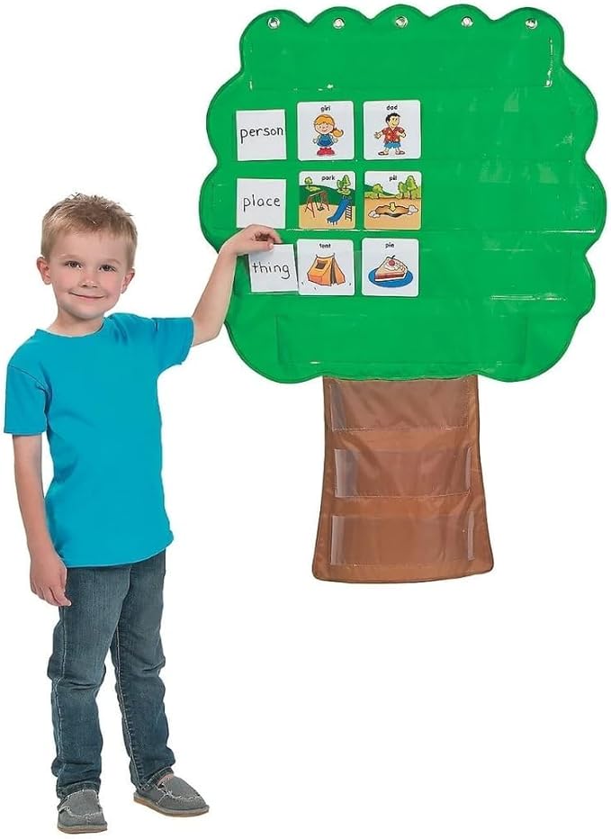 Fun Express Tree Pocket Chart – Over 3 Feet Tall with 8 Large Pockets – Teacher Child Educational Activities Classroom Organization – Learning Visual Aids Daily Schedules Interactive Display – 1 Piece