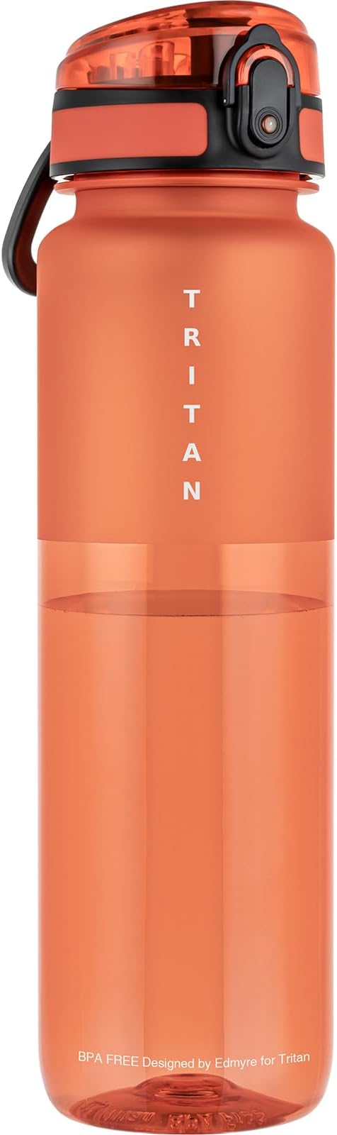 32oz Water Bottle with Chug Lid, Frosted & Clear Tritan BPA-Free, Leakproof, Wide Mouth, Portable Sports Water Bottle for Gym, Office, Travel, Outdoor (Red)