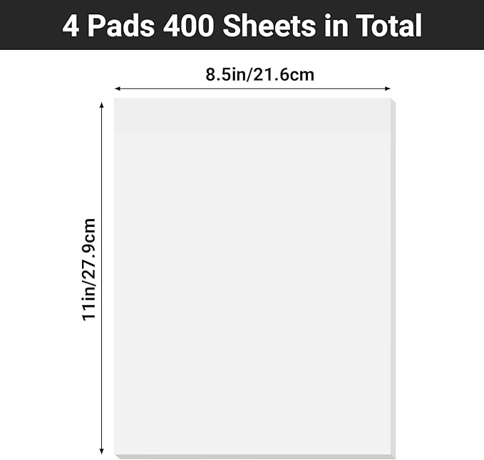 EUSOAR Clear Sticky Notes, 100 Sheets 8.5x11 Inch Translucent Planner Markers Big Sticky Notes for Annotation, Self-Stick Tabs for Books Memo Reminder Note Function for School Office Journaling