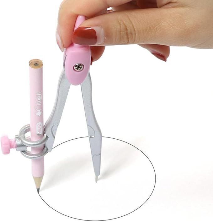 Premium Geometry Drawing Kit with Eraser and Set, Pink, 7.17x3.11in