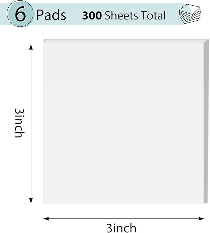 Transparent Sticky Notes - 3x3 inch Clear, Waterproof Translucent Notes for Annotation - 300 Sheets