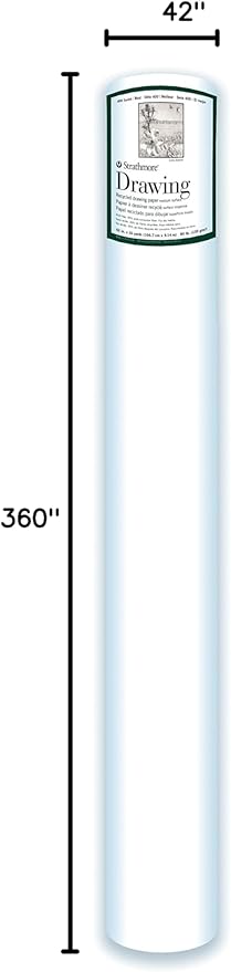 Strathmore (442-42 400 Series Recycled Drawing Roll, 100 lb. Medium Surface, 42" x10 Yards , White