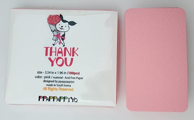 PPAPPAPPIYO 3.5x2 rounded corner index cards180gsm Thick Cardstock, Blank Colored Flash Cards for Study, Notes, Business Cards & Labels, Small Notecards 100 Pack (pink)