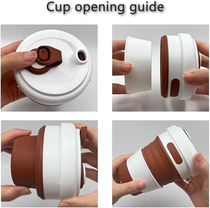 17oz Collapsible Travel Cup With Lid & Metal Hook Reusable Silicone Coffee Folding Mug for Hot/Cold Drink Portable Outdoor Camping Hiking Microwave & Dishwasher Safe (Purple)