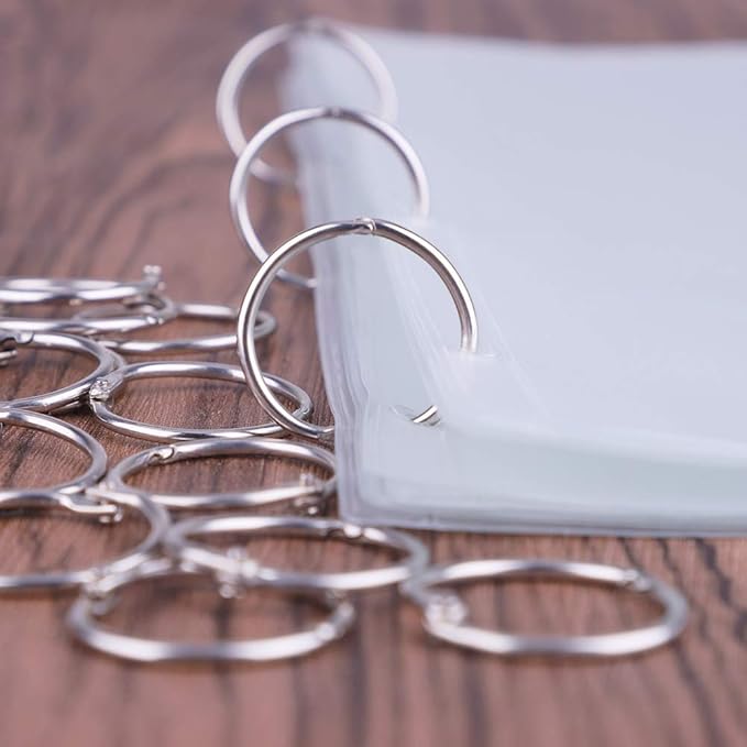 Antner 1.2 Inch Loose Leaf Binder Rings, 50 Pack Nickel Plated Small Metal Office Book Rings Keychain Keyrings for Paper, Index Cards, Flashcards, Scrapbooks, Home and Office Documents Organization