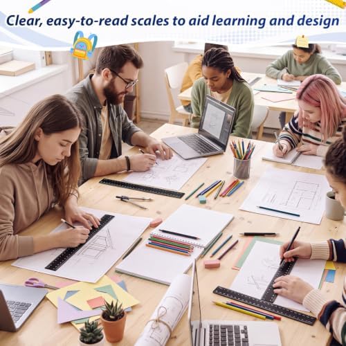 Eboot 20 Pack 12 in Clear Plastic Rulers for Classroom, School, Black