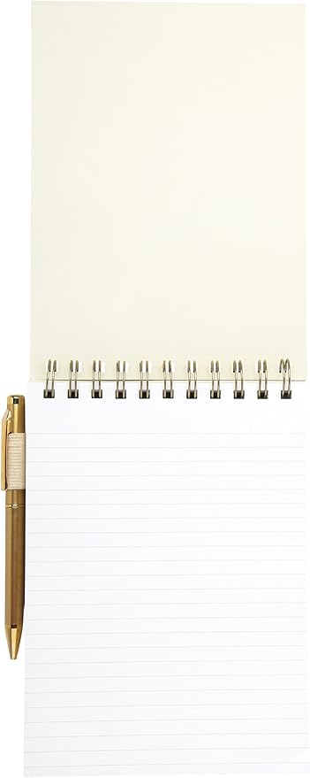 Eccolo Lined Top Spiral Notebook, Flexi-Cover Steno Pad with Pen Included (240 Perforated Pages), "Notes" A5 Notepad Ideal for Note Taking in School, College or Work (Cream, 6x8.5 Inches)
