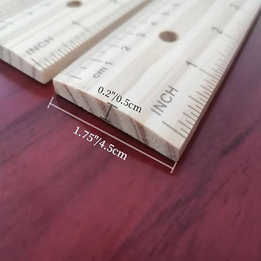 Wooden Ruler, Natural Wood Ruler with Hanging Hole, 20 Inches/50 cm Yardstick Rulers for Classroom,School,Home,Clothing Measuring, Office,Engineers, Architects