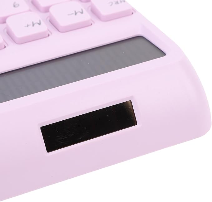 Focket 12 Digit Calculator, Solar Powered Large Display Calculator, Compact with High Sensitivity Mechanical Keys for School Office Home Use (Purple)
