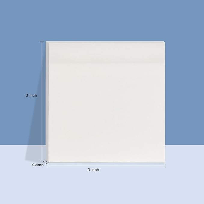 100 Sheets Frosted Transparent Sticky Notes 3x3 Inches, Pearlescent Self-Stick-Notes, Clear See Through, Waterproof, Easy to Post It for Home, Notebook, Meeting, Reusable (White-Classic Pack