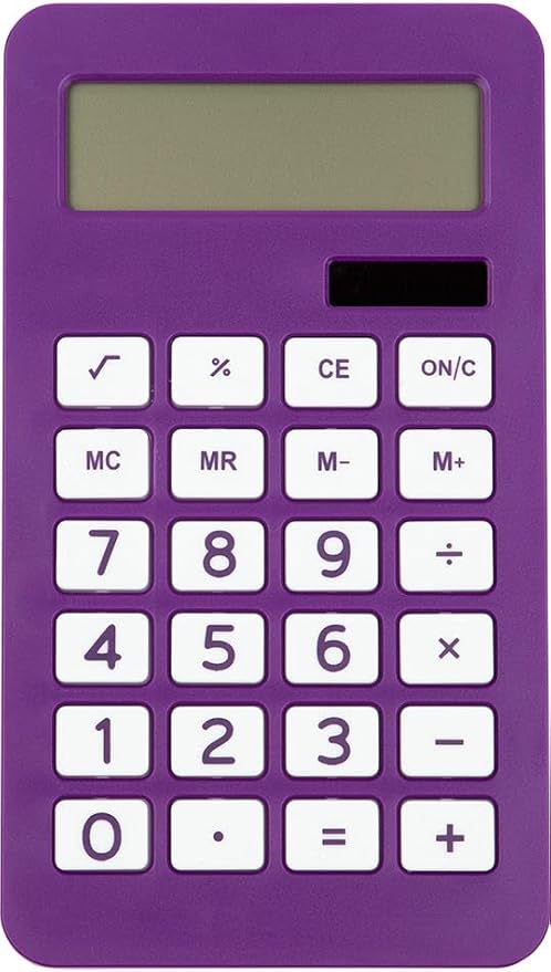 JAM PAPER Desktop Calculator - 10 Digit LCD Display - 3 3/4 x 6 3/4 Inches - Pink & Purple Combo - Bulk 10/Pack