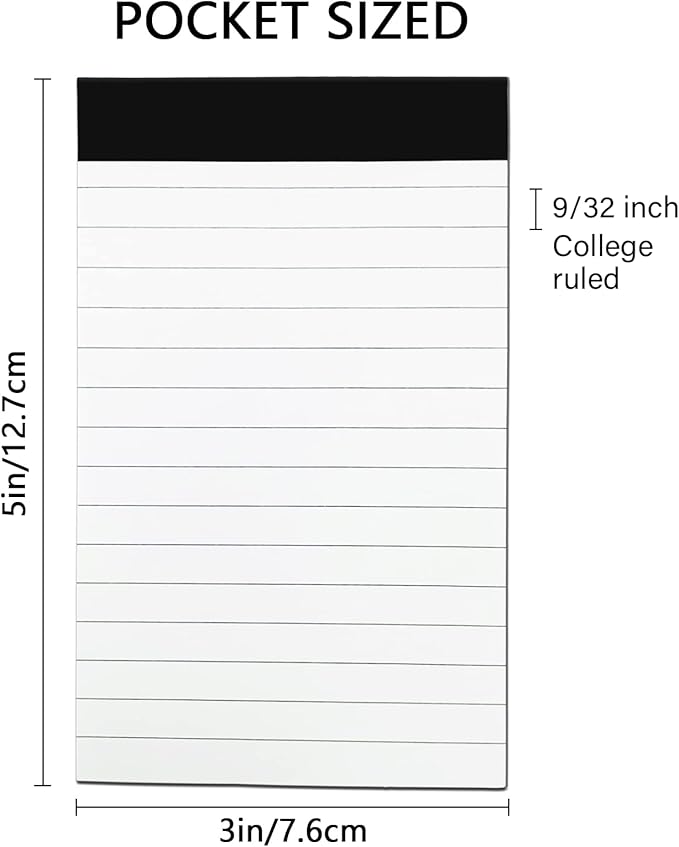 Nichela 20 Pack Small Notepad, 3 x 5 Inch Ultra Quality Note Pads, Server Lined Papers and Desk Notepads for Office Supplies, Writing and Memo pads 30 Sheets Each