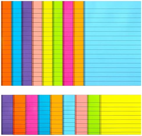 18 Pack Lined Sticky Notes 4x6 & 3x3 Note Pad for Office, School, Meeting