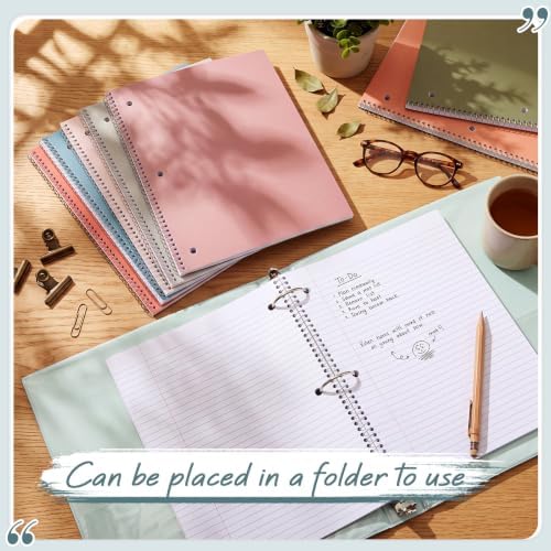 Teling 8 Pcs 1 Subject Spiral Notebook for Work College Ruled 8 x 10 1/2 Inch Spiral Journal Notebook 3 Hole Punched Paper Tear Line 70 Sheets Office School Study Supplies (Vintage Color)