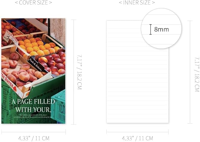 Monolike Capture The Life PVC Handy Notebook, Fruit store - Exposed Binding, PVC cover, Academic, Journal, Diary, 160pages