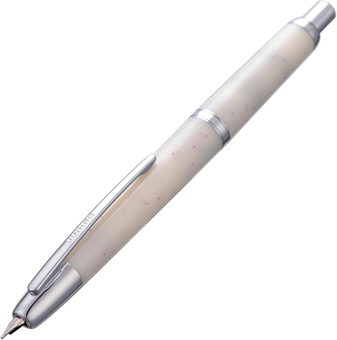 Jinhao 20 Press Fountain Pen, Snow White Retractable Fine Nib with Ink Converter Set (Silver Clip)