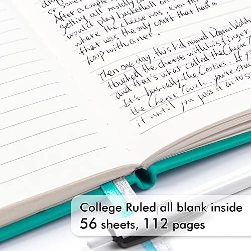 feela 3 Pack Pocket Small Notebook Journals, Mini Cute Memo Notepad Hardcover College Ruled Lined Journals with Pen Holder for Women Girls Office School, with 3 Black Pens, 3.5”x 5.5”, A6, Aqua