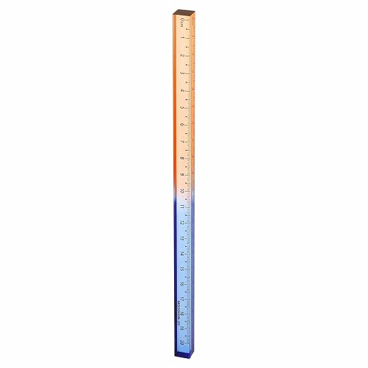 HARFINGTON Acrylic Clear Straight Rulers 20cm Metric Transparent Gradient Three-Dimensional Plastic Ruler Square Cube Measuring Tool for Classroom Office, Blue-Orange