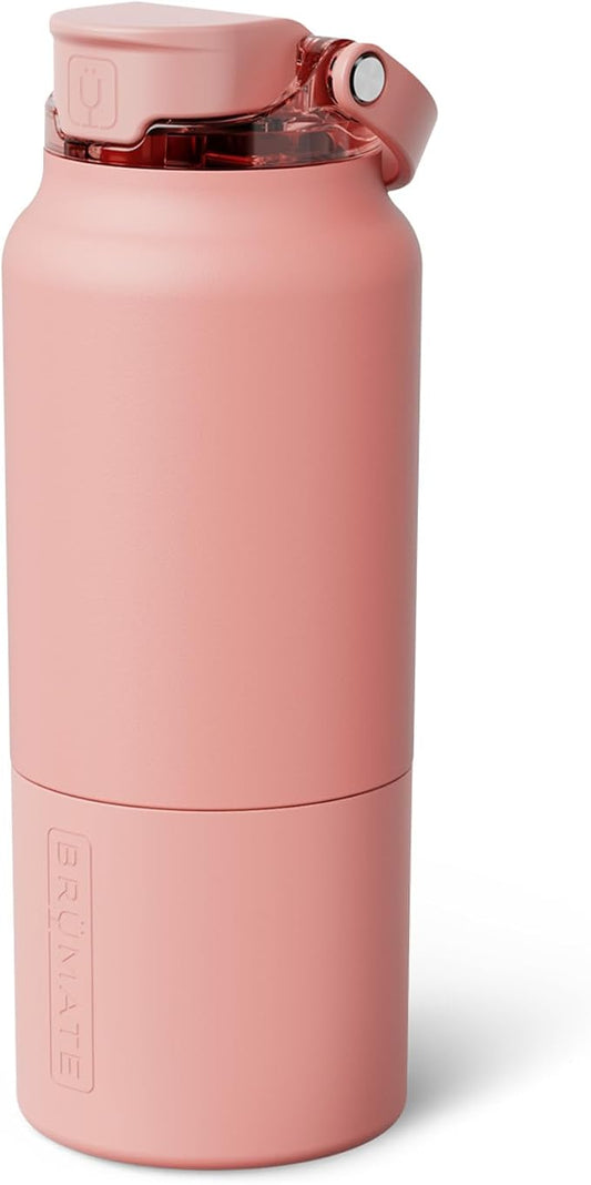 BrüMate Rise 35oz Water Bottle With 100% Leakproof Covered Silicone Straw | Insulated Stainless Steel Water Bottle With Removable Straw | Fast Flow | Soft Sip Silicone Spout | BPA-Free (Guava)