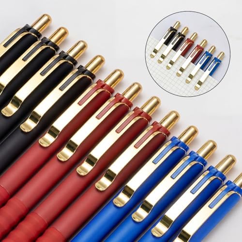 Linbsunne Ballpoint Pens Medium Point 1mm Pen with Super Soft Grip Ball Point Pen for Men Women Retractable Pens (Blue Ink+Black Ink+Red Ink)