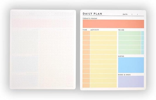 Levenger Vibrant Daily Desk Pad – 100 Sheets, Desk Pad, Pastel Color-Coded Sections with Dot Grid Back