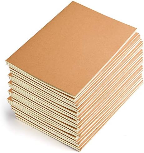 Coopay 24 Pack Journal Notebooks Kraft Brown Cover Dot Grid Bullet Notebooks for Travelers Office Home School Business, A5 Size - 8.3 x 5.5 Inches, 60 Pages