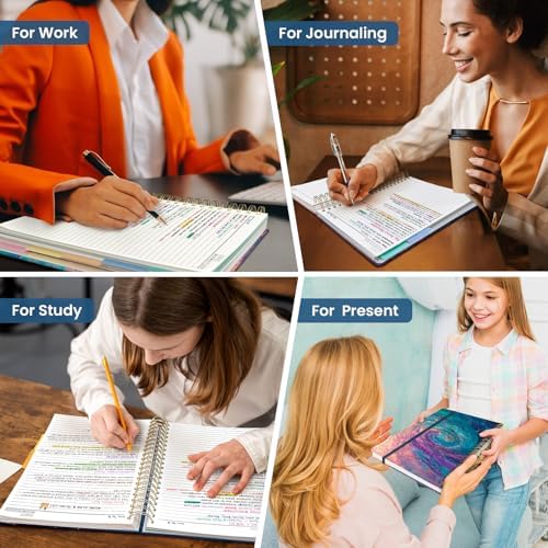 Taja Large Spiral Notebooks for Work 5 Subject with Removable Dividers