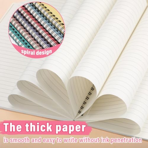 Fuutreo 6 Pack Spiral Notebook 10.5x7.45 Notebook,Artistic Color,Bright