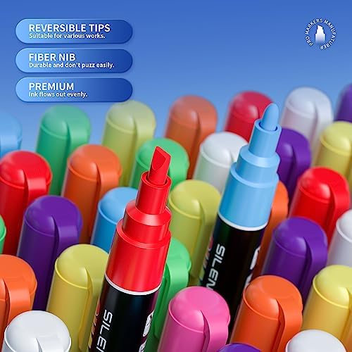 SILENART Liquid Chalk Markers Pink - 15mm Jumbo Tip Car Marker - Wide Thick Window Chalk Pen for Chalkboard, Window, Glass, Mirror, Blackboard