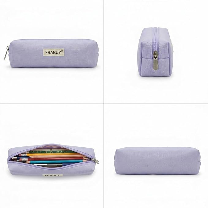 Canvas Pencil Case Pouch – Multipurpose Pen Bag Stationery Purple | Heavy-duty canvas, smooth alloy zipper, cute organizer for girls and boys, ideal for stationery, cosmetics, tech gear
