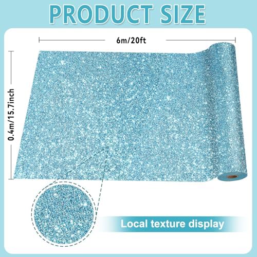 Glitter Light Blue Bulletin Board Roll Non-Woven Fabric Poster 15.7" x20 Ft