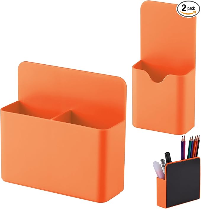 KITANIS Magnetic Pen Holder,2 Pack Magnetic Dry Erase Marker Holder with Generous Compartments,Strong Magnet Storage Marker Pen Pencil Organizer for Refrigerator,Whiteboard,Locker Accessories