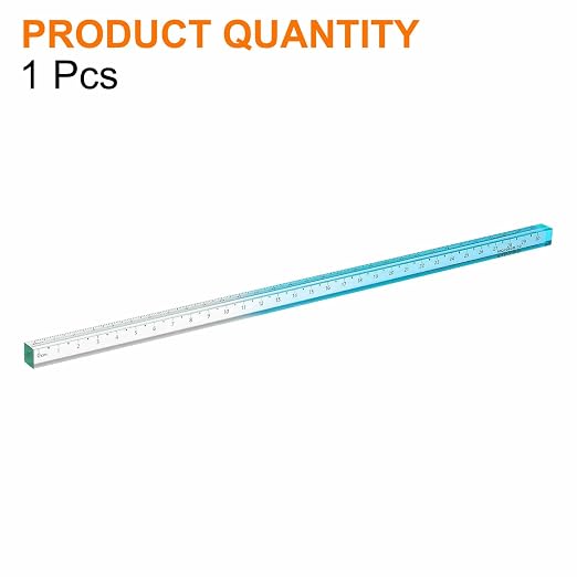 HARFINGTON Acrylic Clear Straight Rulers 30cm Metric Transparent Gradient Three-Dimensional Plastic Ruler Square Cube Measuring Tool for Classroom Office, Sky Blue