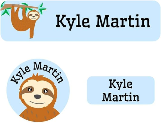Name Bubbles - Kids Custom Name Labels for Daycare, School, Camp (102 Labels) - Personalized Waterproof Name Stickers for Clothes Tags, Lunch Boxes, Water Bottles, & School Supplies (Sloth)