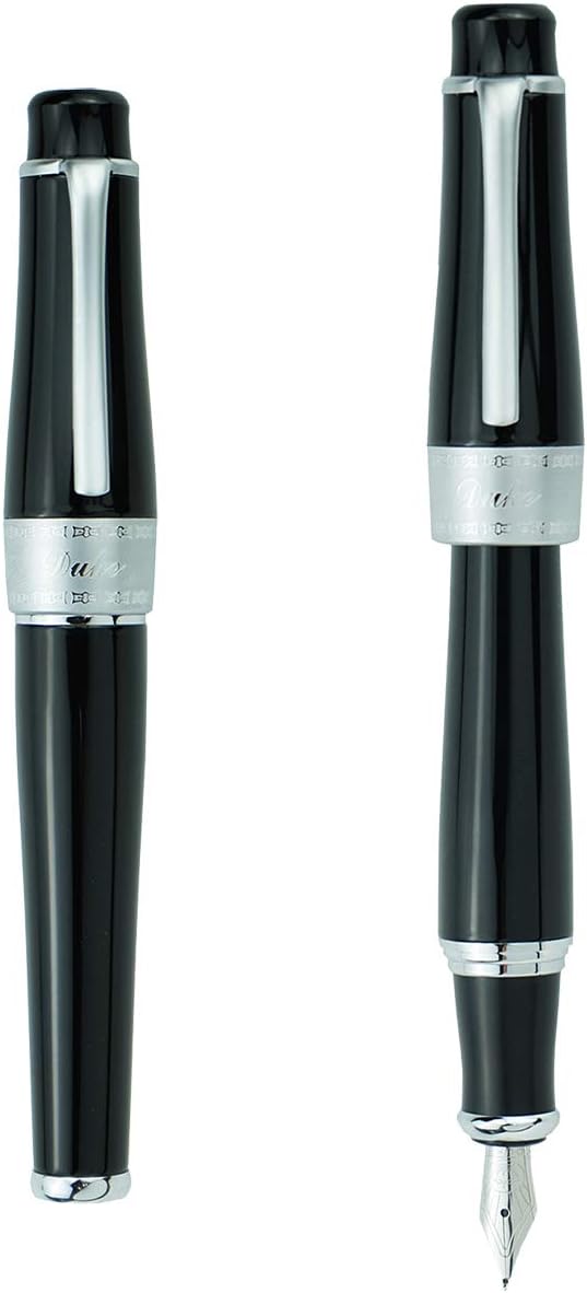 Asvine Charlie Chaplin Commemorative Black Fude Pen, Chinese Calligraphy Bent Nib Black Fountain Pen Fine to Broad by Duke