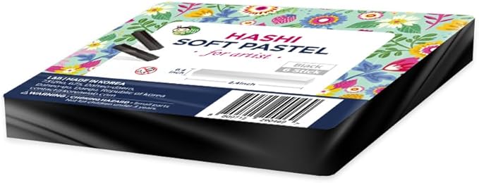 HA SHI Professional Soft Chalk Pastels for Adult Artists, Square Artist Grade Drawing Media, Black, 6 Sticks