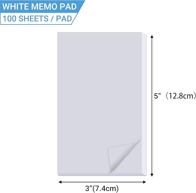 zmybcpack 20 Pack Note Pads Memo Pads 3"x 5"- 100 Sheets Each Paper Notepads- Small Memo Scratch Pad Writing pads To Do Grocery List