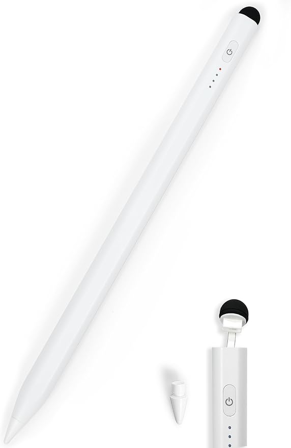 Dual Tip Pencil for iPad 2018-2026: Hidden-Port Stylus with All-Day Battery, Tilt Sensitivity & Palm Rejection, Pen for iPad 11/10-6th, Mini 7-5th, Air 5-3th/M3/M2, Pro 13"/12.9"/11"(M4/M5)