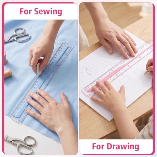 Grevosea 2 PCS Rulers 12 Inch Flexible Ruler Clear Plastic Ruler