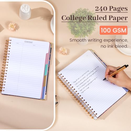 Yoment Hardcover Spiral Notebooks for Work 240 Pages Notebook with Dividers